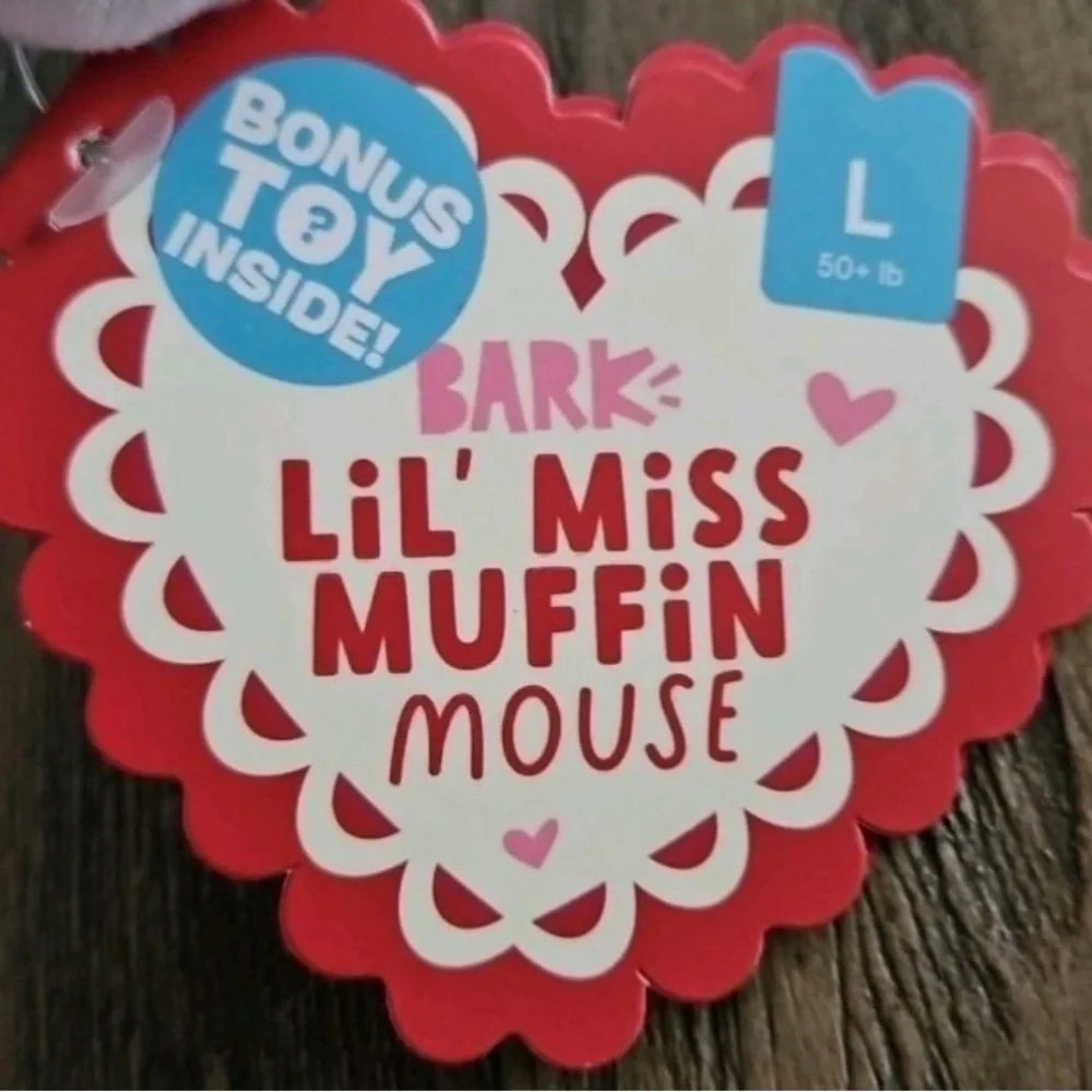 Bark Box L dog toy rip & reveal Rubber core lil miss muffin mouse